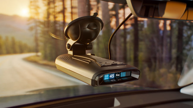 MAX 4 portable radar detector attached to windshield lifestyle slider image